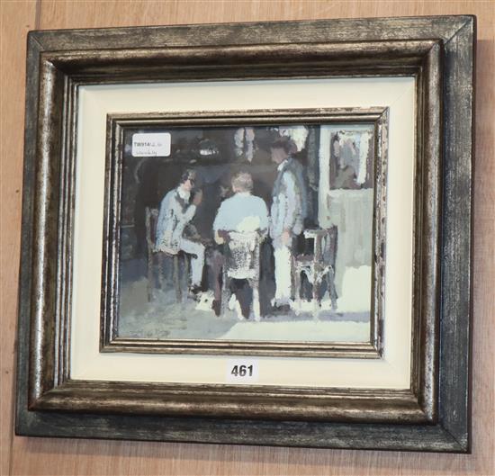 Clive McCartney (b. 1960), Old Men in Alexandria, signed, dated 1992 and titled verso, oil on board, 19.5 x 24cm